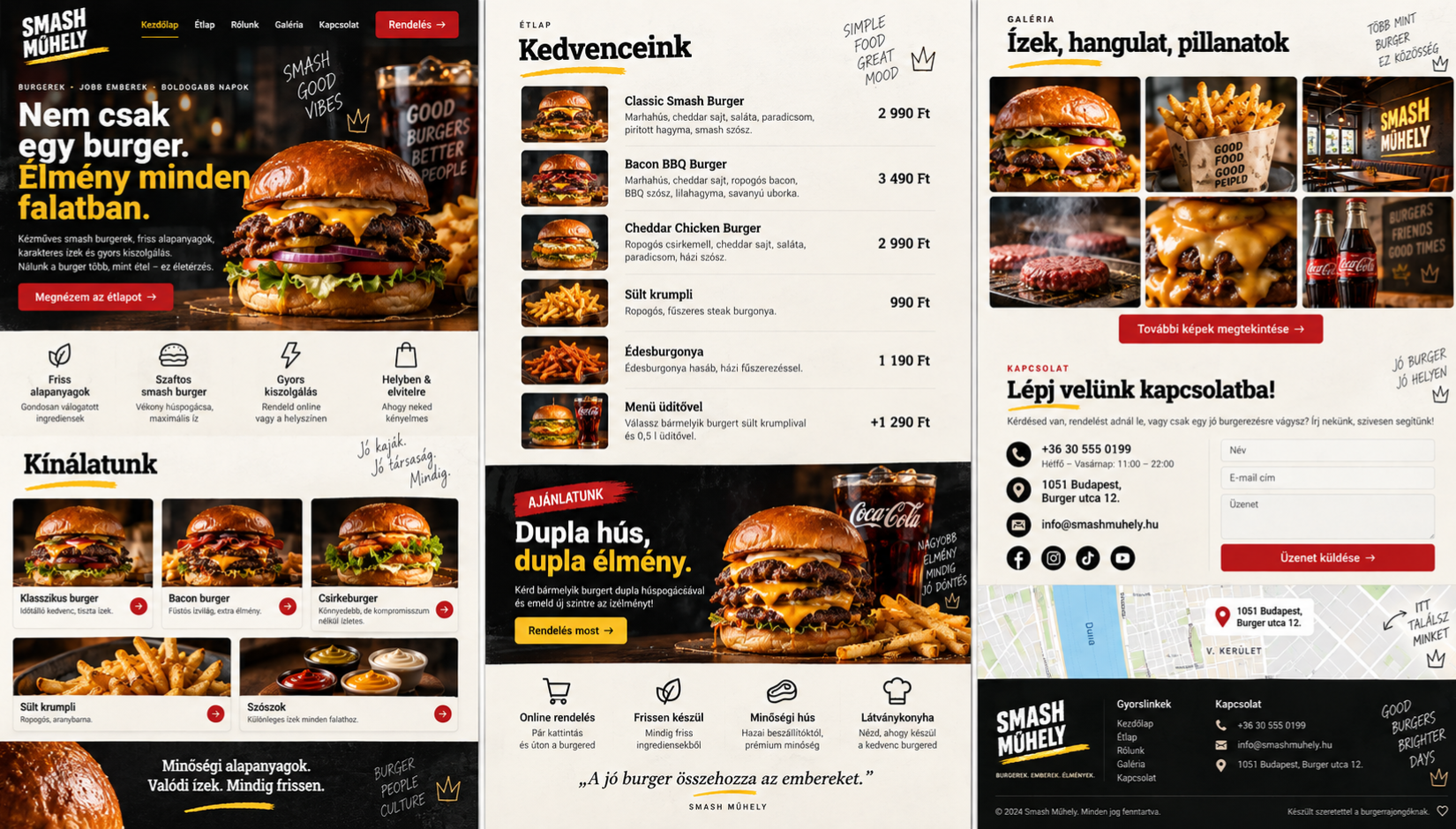 Hamburgerező weboldal minta